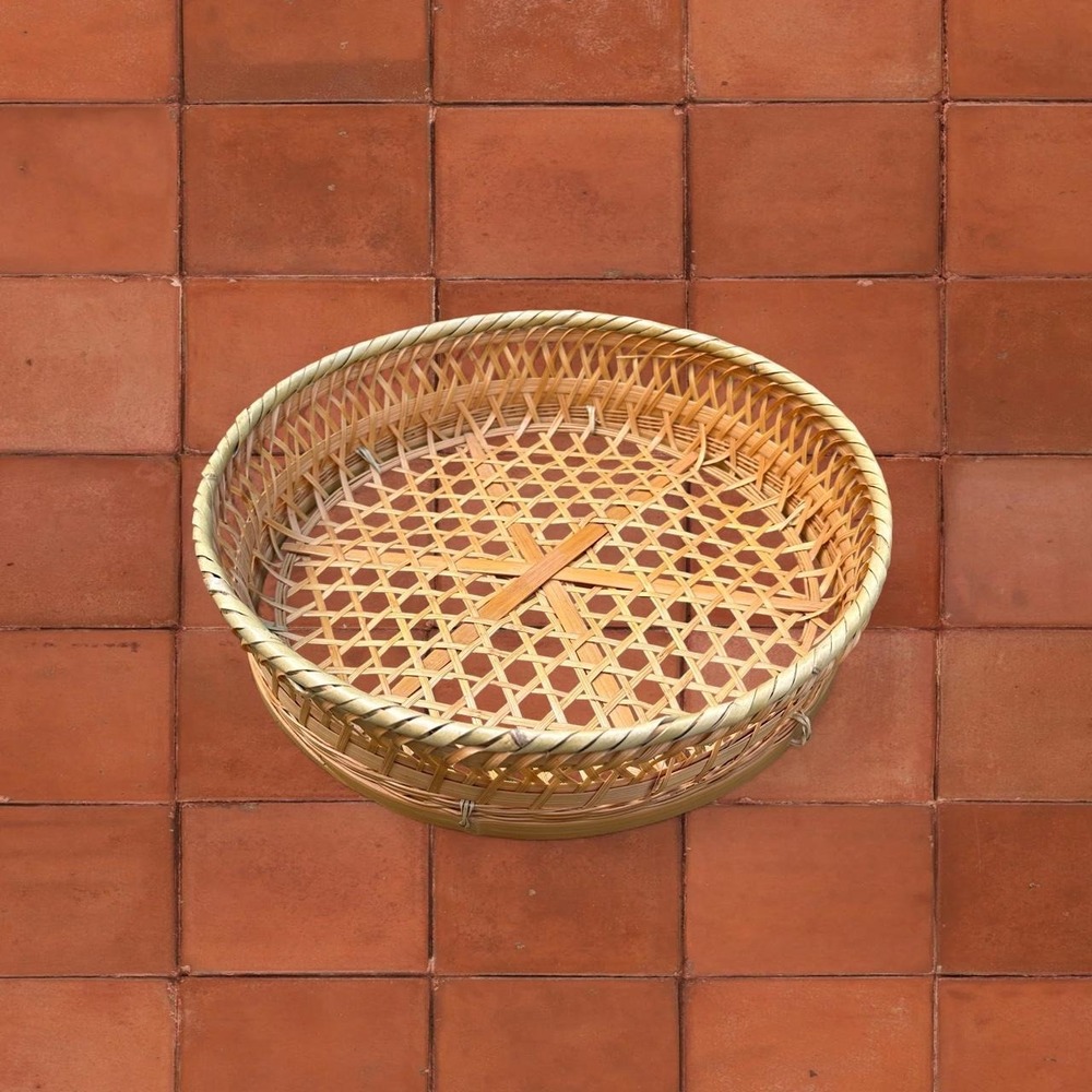 Rattan Platter Basket with Twisted Border